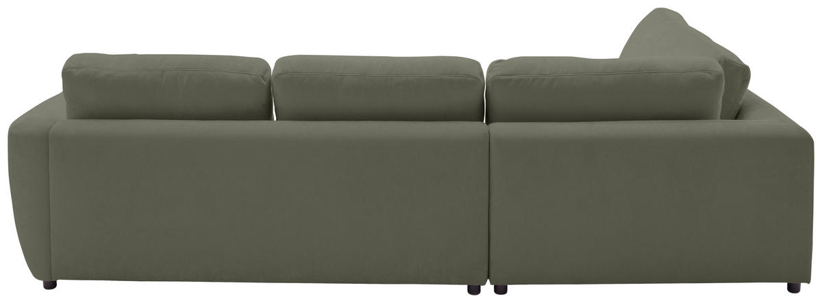 ECKSOFA  in Chenille Olivgrün  224/307 cm  - Schwarz/Olivgrün, KONVENTIONELL, Kunststoff/Textil (224/307cm) - Hom`in