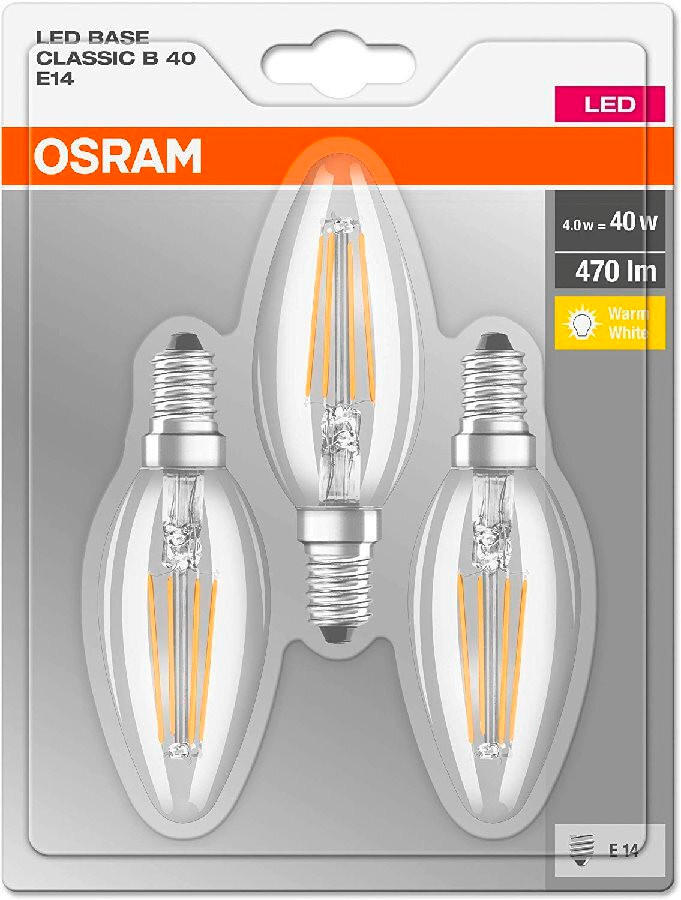 LED ŽARULJA, 3 KOM  - prozirno, Basics, staklo (1cm) - Osram
