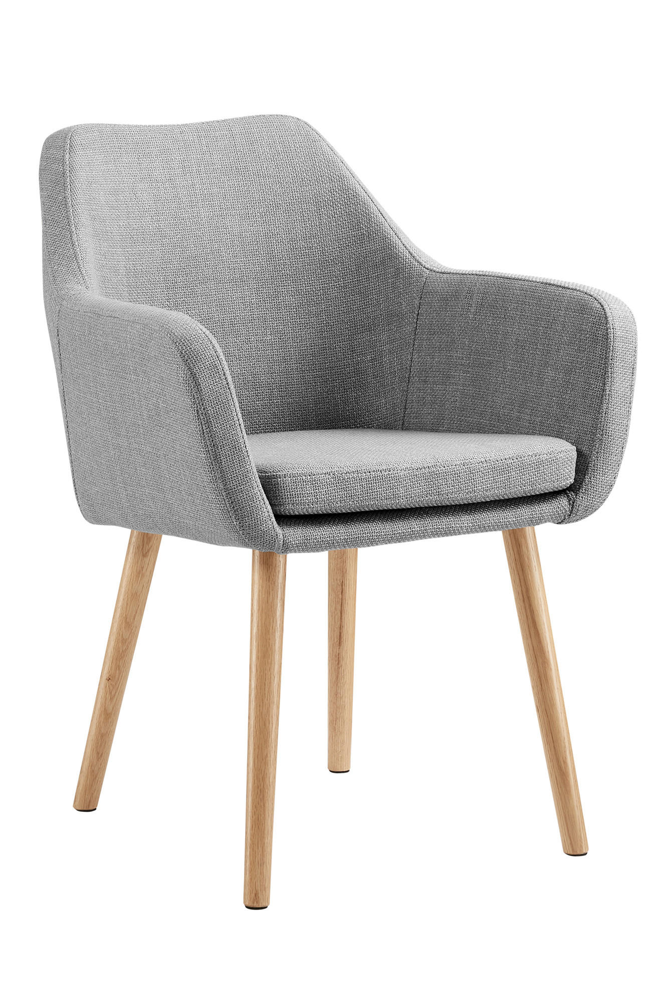 ARMLEHNSTUHL  in Struktur  - Hellgrau/Naturfarben, MODERN, Holz/Textil (62/84/60cm) - Livetastic