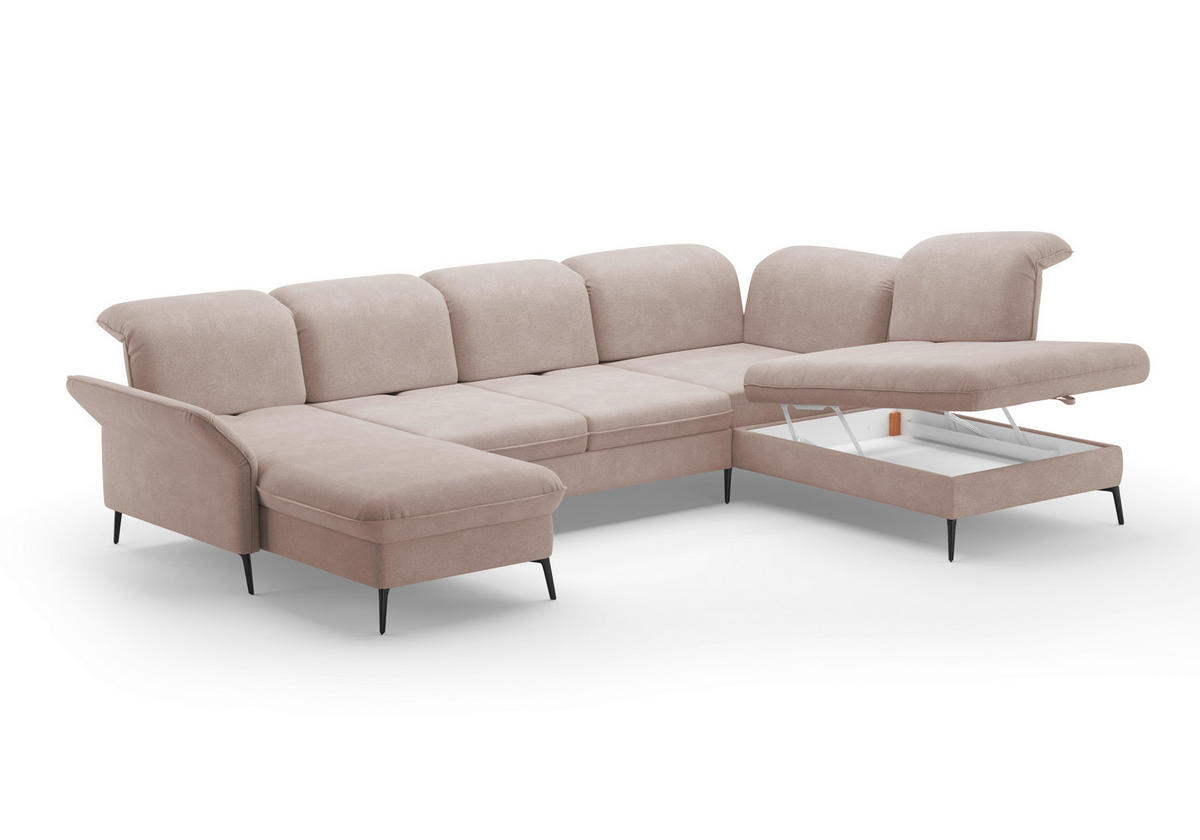WOHNLANDSCHAFT in Flachgewebe Greige  - Greige/Schwarz, Konventionell, Textil/Metall (198/359/231cm) - Sit & More