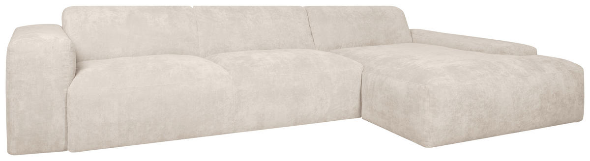 ECKSOFA HANNAH Creme Cord  - Creme/Schwarz, Design, Kunststoff/Textil (343/170cm) - MID.YOU