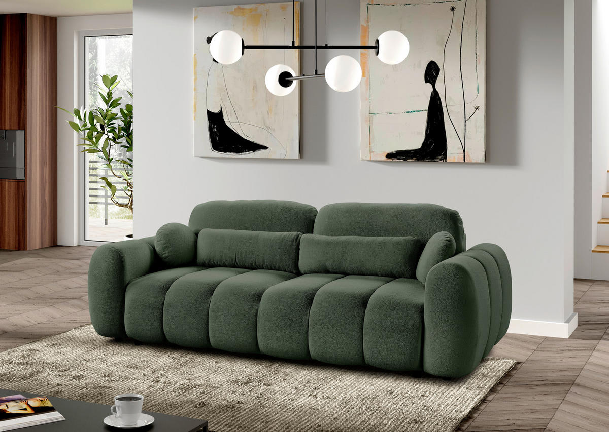 SCHLAFSOFA  mit Webstoff Grün  - Schwarz/Grün, KONVENTIONELL, Kunststoff/Textil (262/93/117cm) - Carryhome