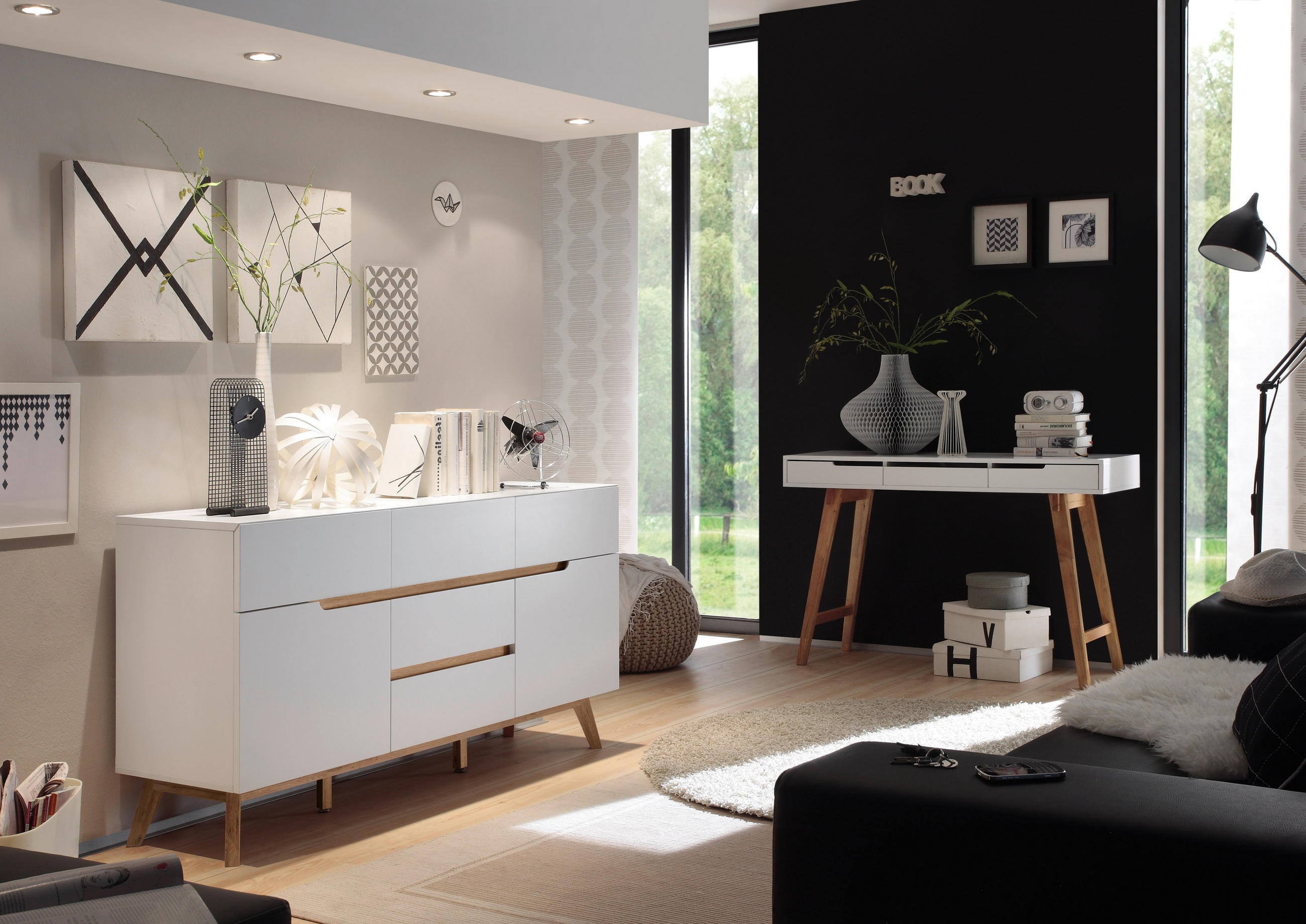 SIDEBOARD Cervo  in 145/76/40 cm  - Eichefarben/Weiß, Design, Holz/Holzwerkstoff (145/76/40cm)