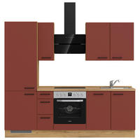 KÜCHENLEERBLOCK 240 cm   in Rot, Eichefarben  - Eichefarben/Rot, MODERN, Holzwerkstoff/Metall (240cm) - Nobilia