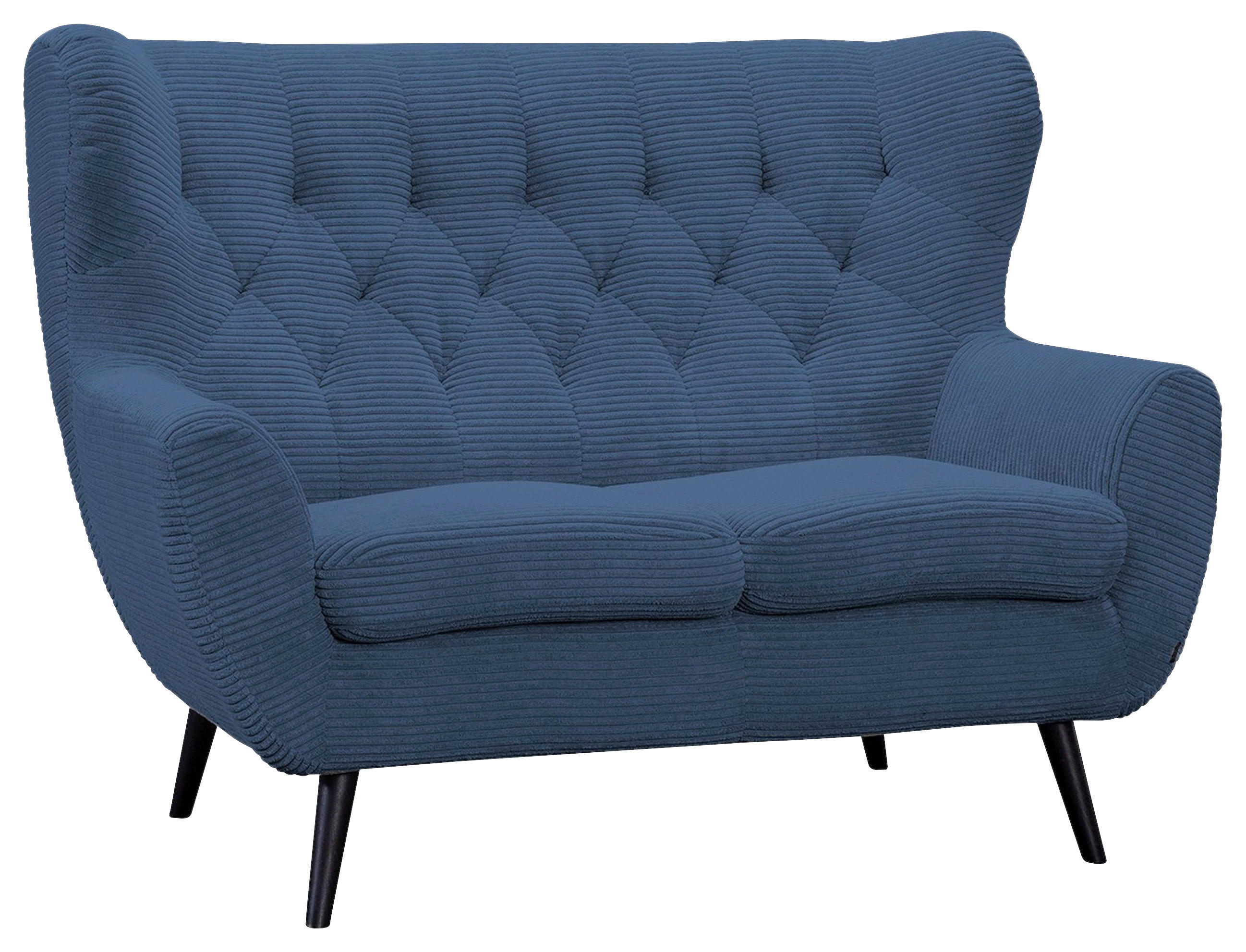 2-SITZER-SOFA Cord Blau  - Blau/Schwarz, Design, Holz/Textil (137/101/95cm) - Stylife