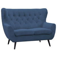 2-SITZER-SOFA Cord Blau  - Blau/Schwarz, Design, Holz/Textil (137/101/95cm) - Stylife