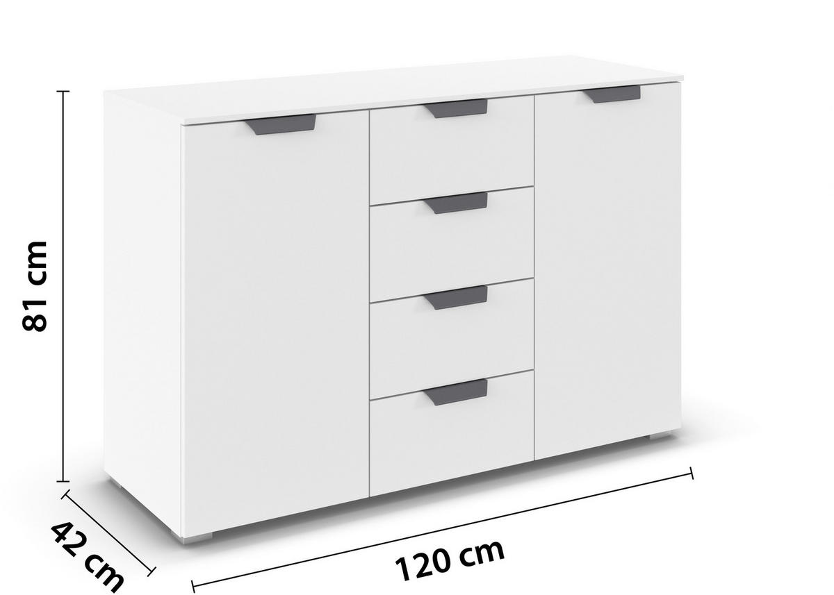 KOMMODE  in 120/81/42 cm  - Dunkelgrau/Weiß, Design, Holzwerkstoff/Metall (120/81/42cm) - Carryhome