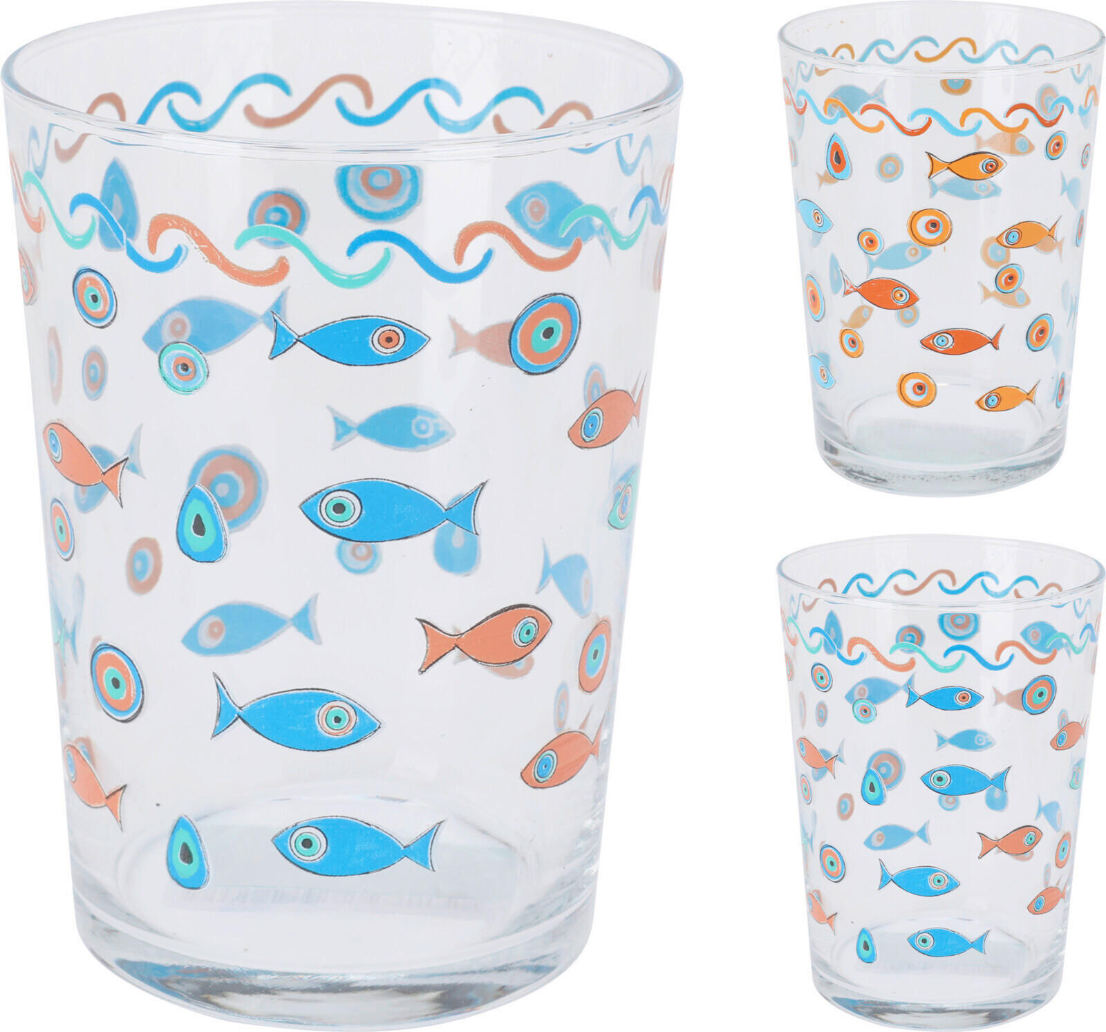 POHÁR 510 ml  - sárga/piros, Üveg (8,8/8,8/12cm)