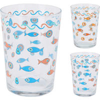 POHÁR 510 ml  - sárga/piros, Üveg (8,8/8,8/12cm)