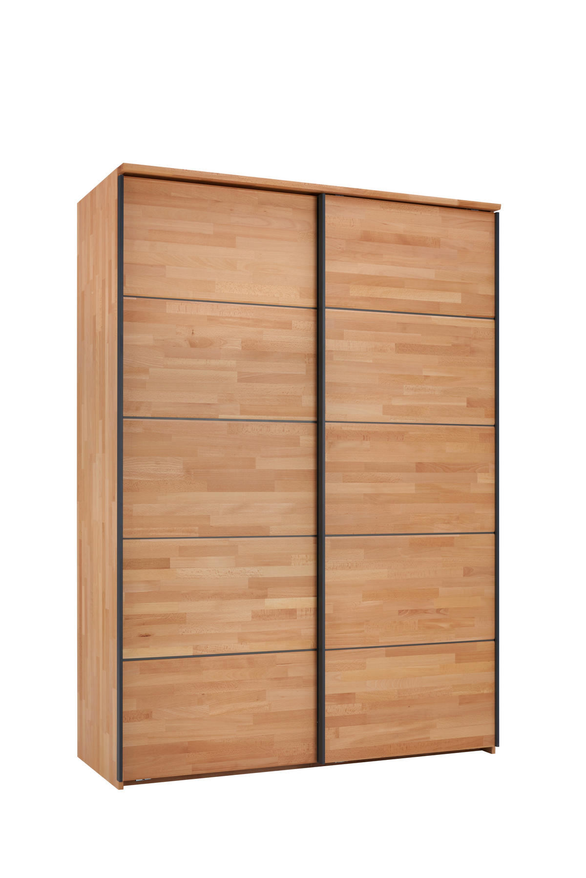 SCHWEBETÜRENSCHRANK  in Buchefarben  - Anthrazit/Buchefarben, Natur, Holz/Metall (150/213/66cm) - Linea Natura