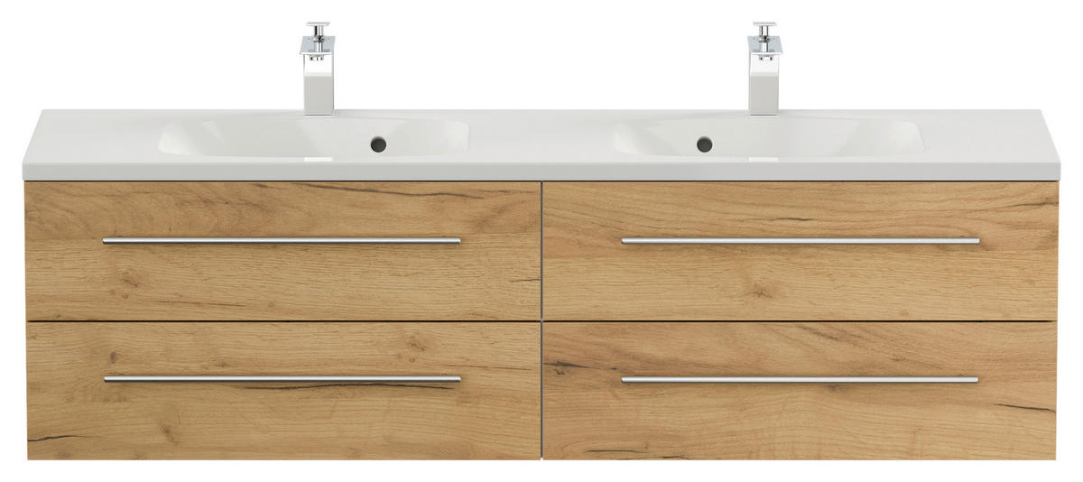 WASCHTISCHKOMBI 160 cm  - Eichefarben/Weiß, Basics, Holzwerkstoff/Stein (160cm) - MID.YOU