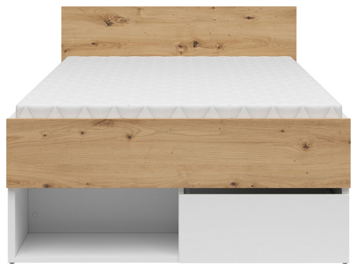POSTEĽ 100/200 cm,  - biela/dub artisan, Konventionell, kompozitné drevo (100/200cm) - Xora