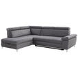 ECKSOFA Dunkelgrau Mikrofaser  - Chromfarben/Dunkelgrau, KONVENTIONELL, Textil/Metall (206/271cm) - Carryhome