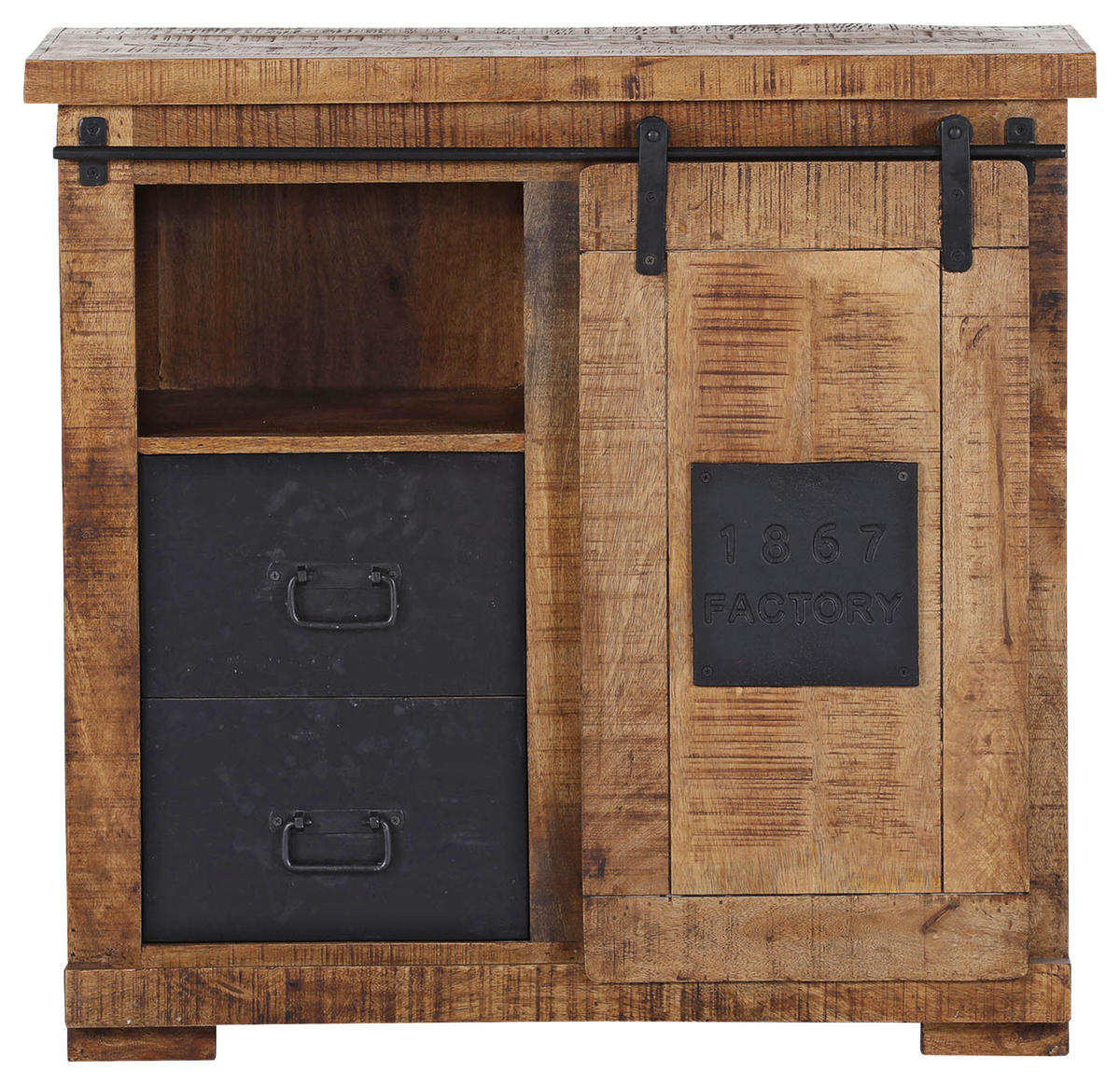 KOMMODE  in 90/85/45 cm  - Schwarz/Naturfarben, LIFESTYLE, Holz/Metall (90/85/45cm) - Landscape