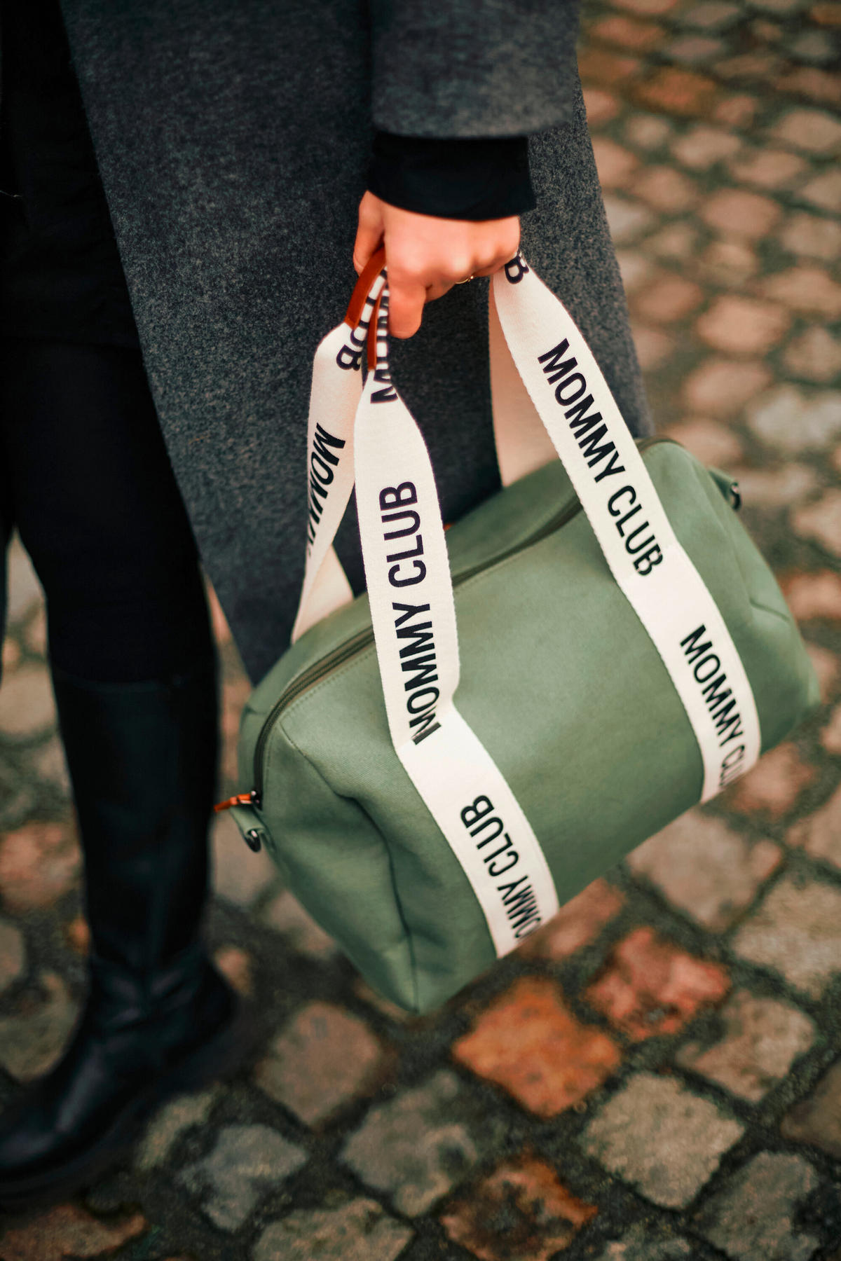 WICKELTASCHE Mommy Club Signatur Grün Canvas  - Weiß/Grau, KONVENTIONELL, Kunststoff/Textil (38/21/27cm) - Childhome