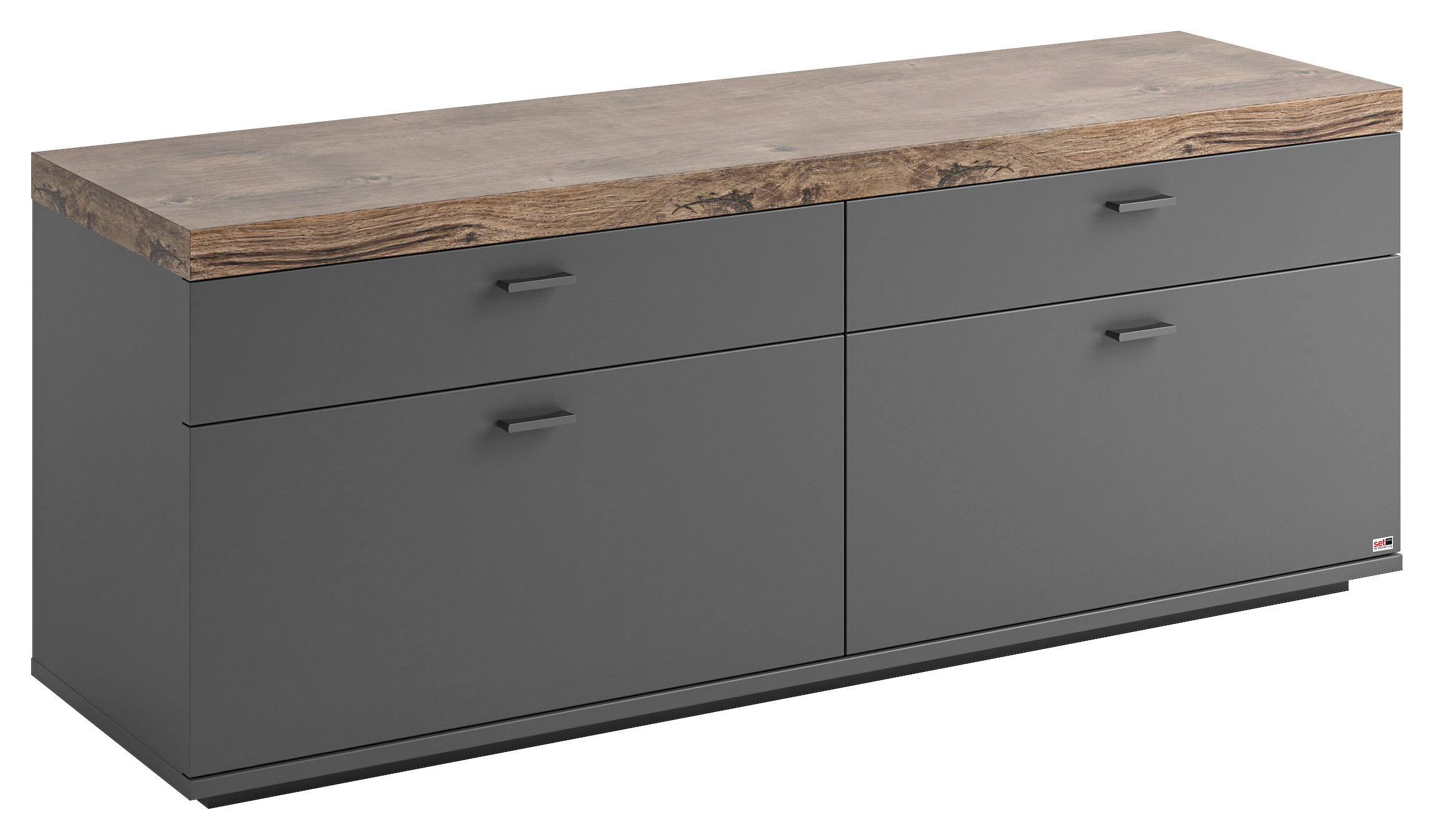 LOWBOARD  in 150,1/58,7/43,8 cm  - Eichefarben/Grau, Design, Holzwerkstoff/Metall (150,1/58,7/43,8cm) - SetOne by Musterring