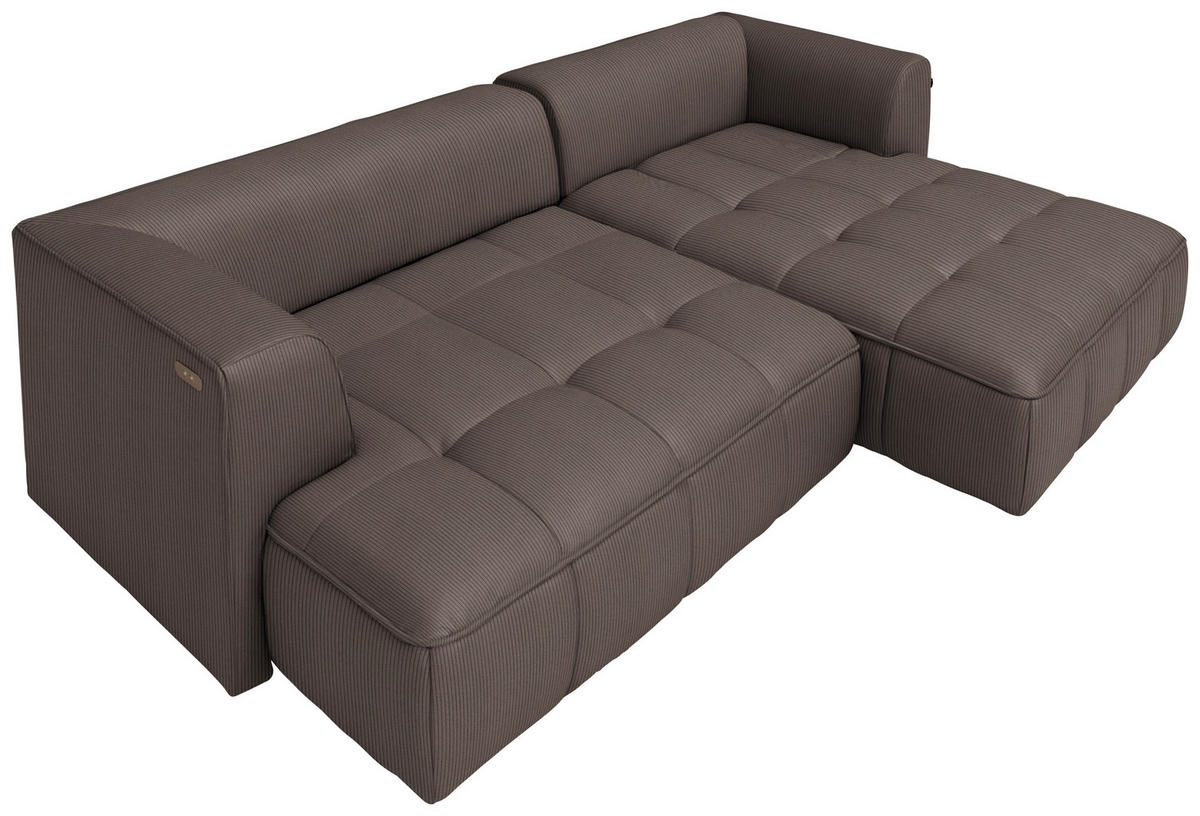 ECKSOFA Dunkelbraun Feincord Zierkissen, Rückenkissen, Sitzvorzug  - Dunkelbraun/Schwarz, Design, Kunststoff/Textil (288/188cm) - Welnova