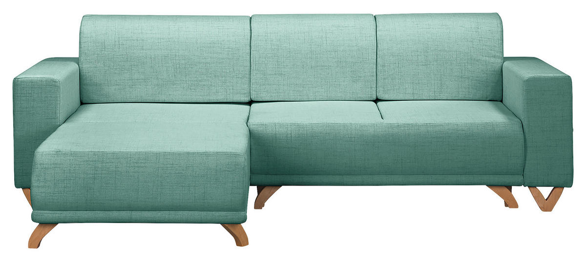 ECKSOFA in Textilgeflecht Mintgrün  - Wengefarben/Mintgrün, Design, Holz/Textil (257/174cm) - Livetastic