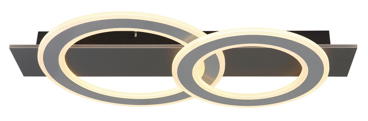LED-DECKENLEUCHTE Jayden 63/35/7 cm  - Anthrazit/Opal, Design, Kunststoff/Metall (63/35/7cm) - Globo