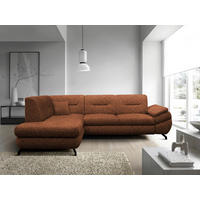ECKSOFA in Struktur, Plüsch Rostfarben  - Rostfarben/Schwarz, Design, Textil/Metall (201/274cm) - MID.YOU