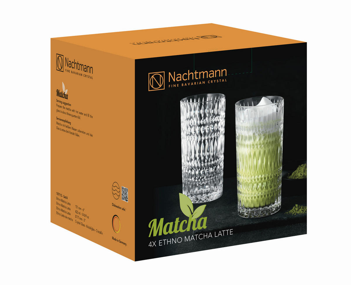 BECHERSET ETHNO MATCHA 4-teilig  - Klar, Basics, Glas (422ml) - Nachtmann