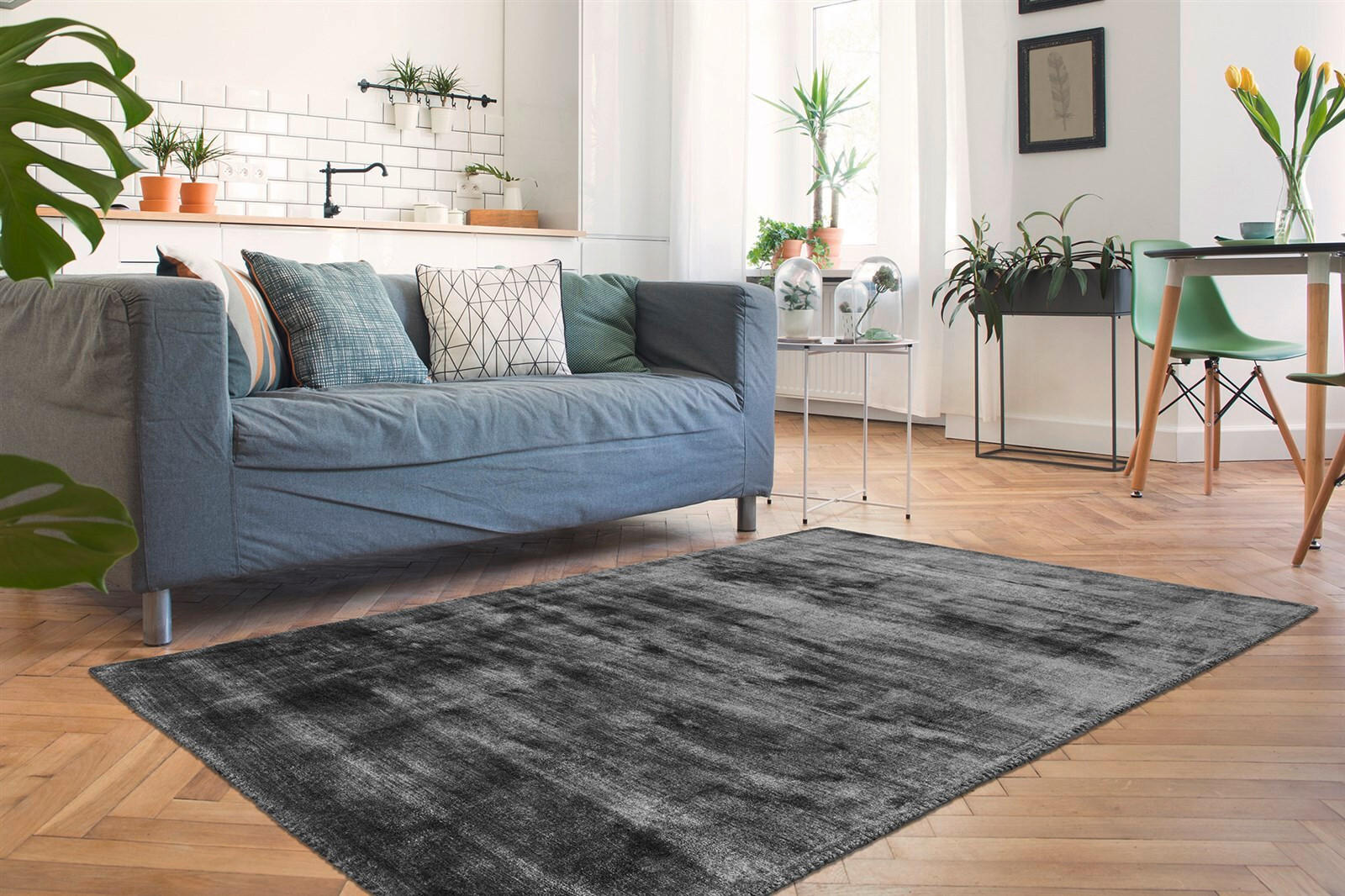 TEPPICH 80/150 cm Village 125 Graphit Graphitfarben  - Graphitfarben, KONVENTIONELL, Textil (80/150cm)