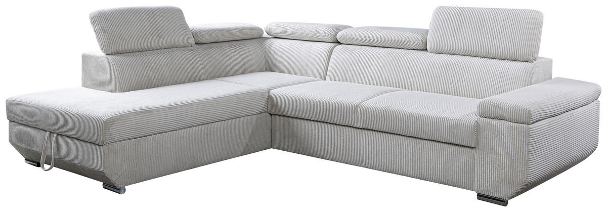 ECKSOFA LARS I Creme Cord  - Chromfarben/Creme, Design, Kunststoff/Textil (215/264cm) - Livetastic