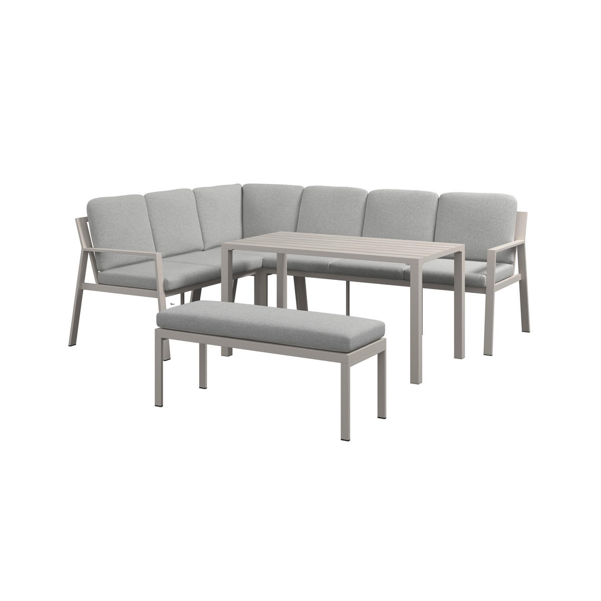 DINING-LOUNGESET 180,5/235 cm Aluminium  - Sandfarben/Hellgrau, MODERN, Kunststoff/Textil (180,5/235cm) - Ambia Garden