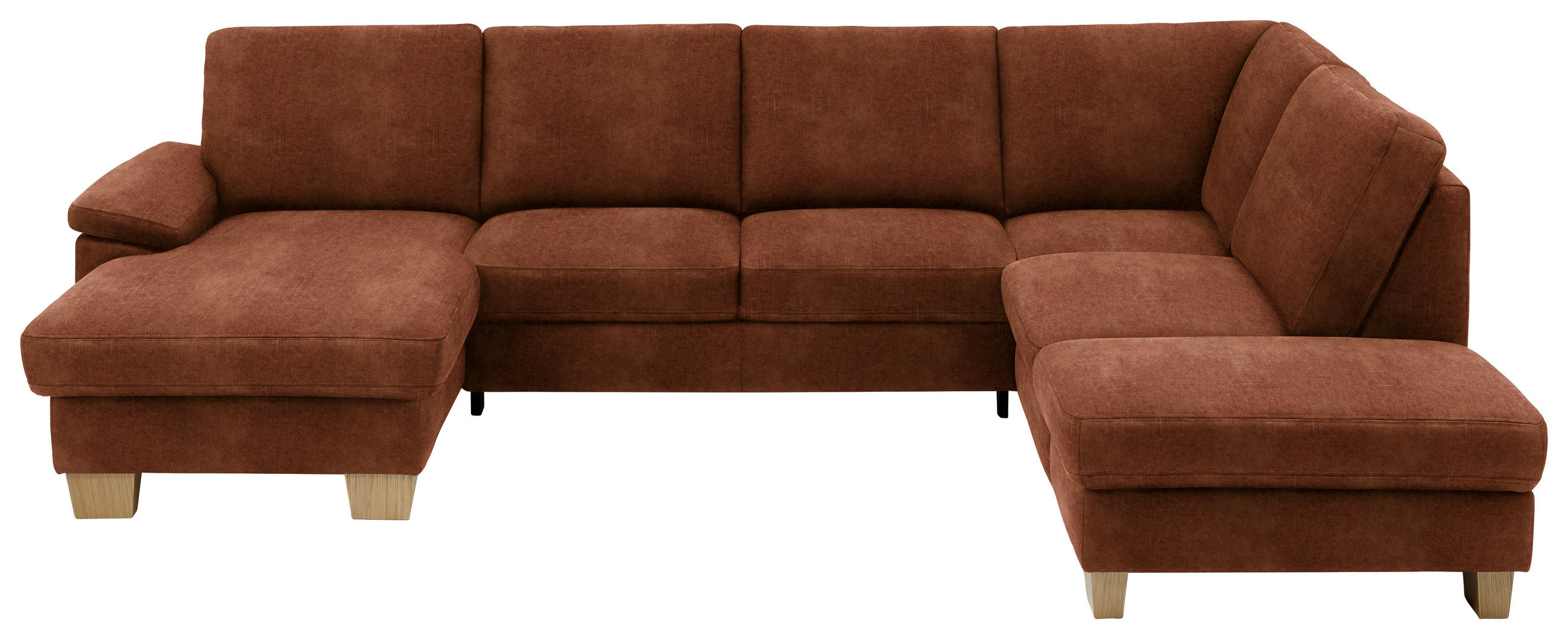 WOHNLANDSCHAFT  in Velours Kupferfarben  - Eichefarben/Kupferfarben, KONVENTIONELL, Holz/Textil (167/316/235cm) - Beldomo System