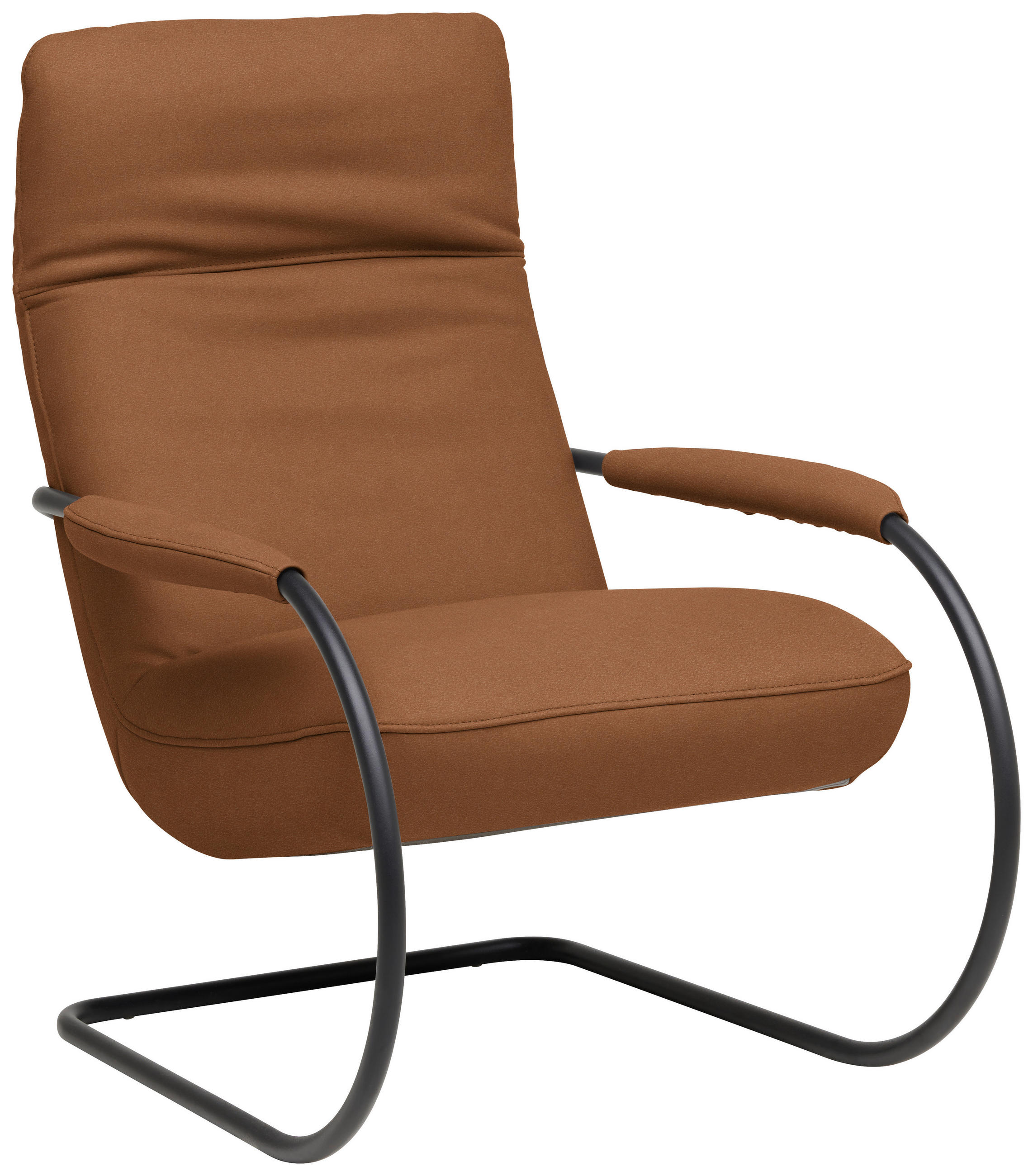 SESSEL in Echtleder Cognac  - Cognac/Schwarz, Design, Leder/Metall (80/104/99cm) - Koinor