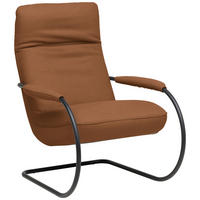 SESSEL in Echtleder Cognac  - Cognac/Schwarz, Design, Leder/Metall (80/104/99cm) - Koinor