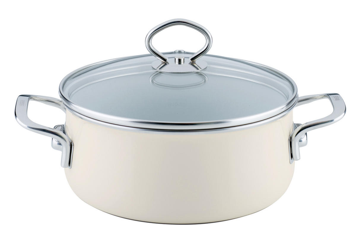 Kochtopfset Avorio 7-teilig  - Beige, Basics, Glas/Metall (48,5/28,5/24cm) - Riess