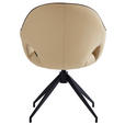 ARMLEHNSTUHL  Sitzfläche 360° drehbar, automatische Rückholfunktion  Echtleder  - Sandfarben/Schwarz, Design, Leder/Metall (62/85/64cm) - Novel