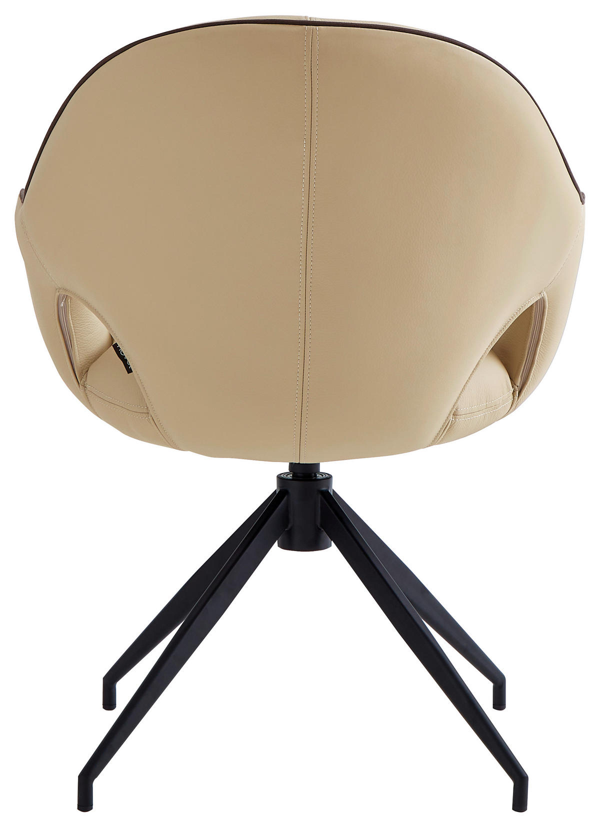 ARMLEHNSTUHL  in Eisen Echtleder pigmentiert  - Sandfarben/Schwarz, Design, Leder/Metall (62/85/64cm) - Novel