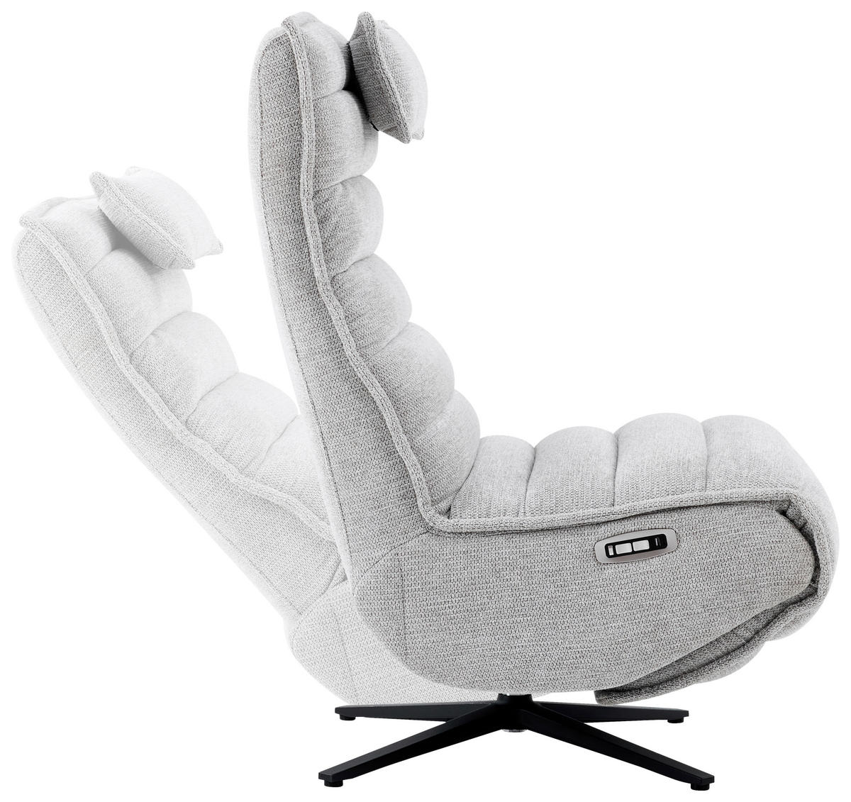 RELAXSESSEL Metall, Textil Schwarz, Greige  - Greige/Schwarz, Design, Textil/Metall (68/108/84cm) - Stylife