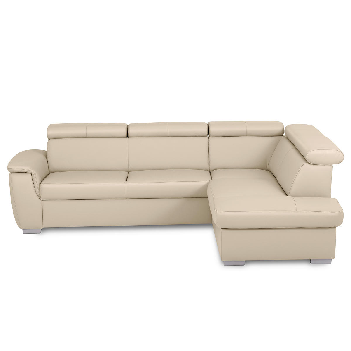 ECKSOFA  in Lederlook Echtleder Grau  - Silberfarben/Grau, Leder/Holz (262/211cm) - Celina Home