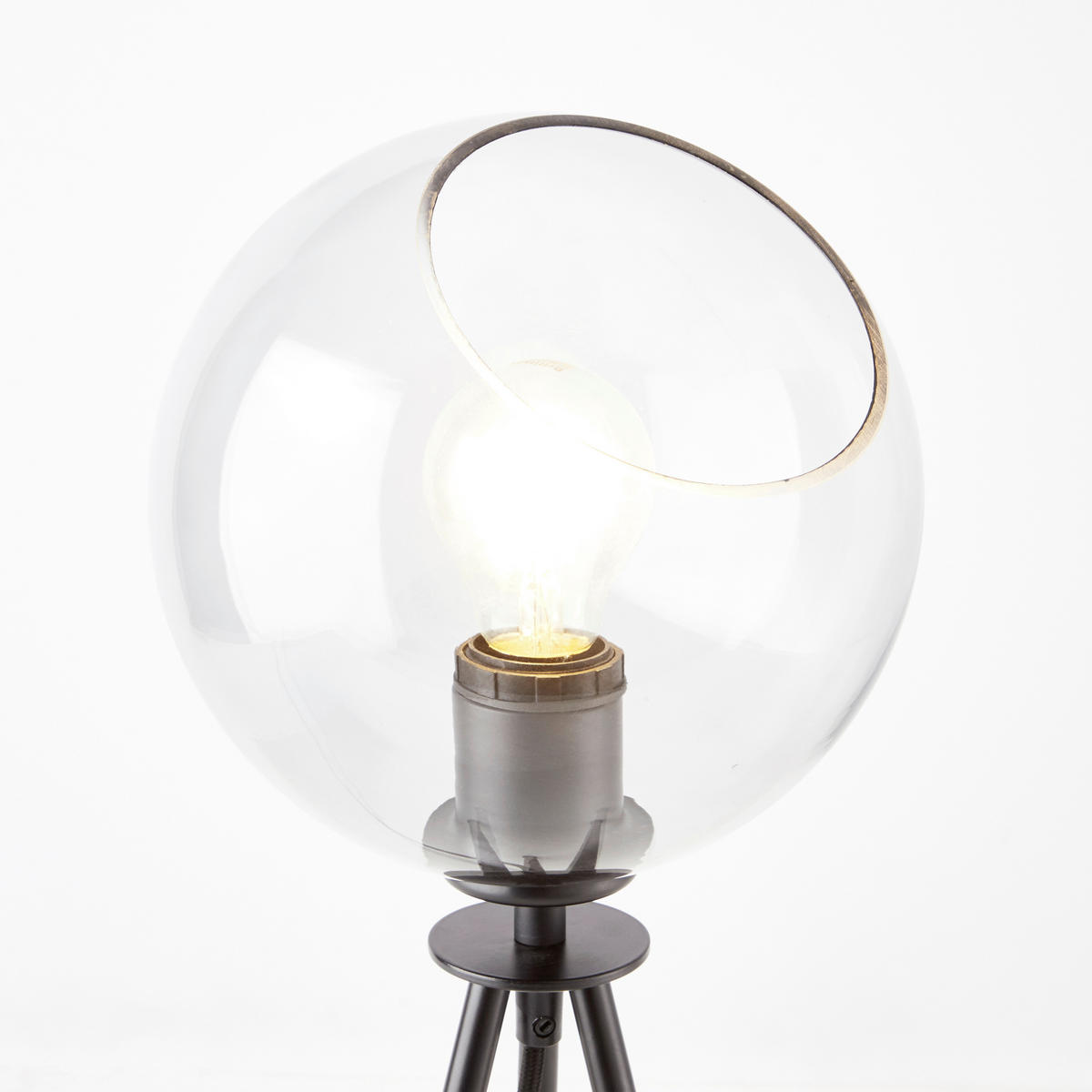 TISCHLEUCHTE AFTON 20/50 cm   - Transparent/Schwarz, Design, Glas/Metall (20/50cm)