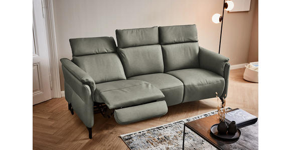 TRAPEZSOFA in Echtleder Grau  - Schwarz/Grau, KONVENTIONELL, Leder/Metall (221/103/95cm) - Dieter Knoll