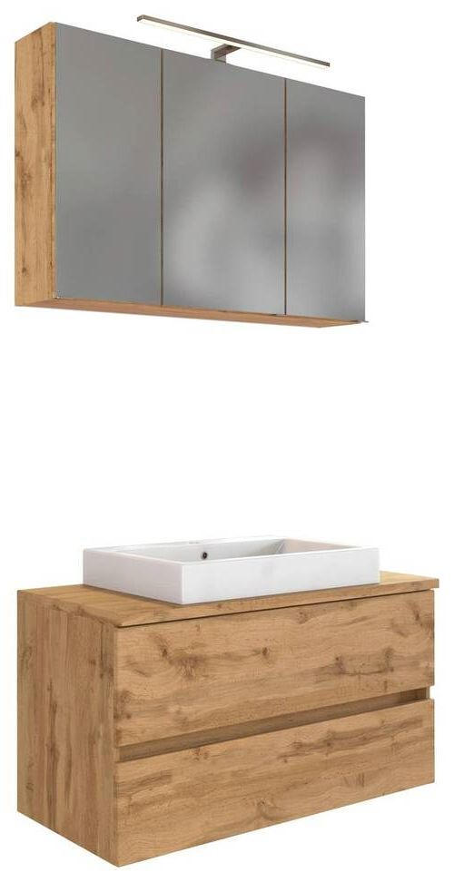 BADEZIMMER  in 100 cm  - Eiche Wotan/Weiß, MODERN, Keramik/Holzwerkstoff (100cm) - Held