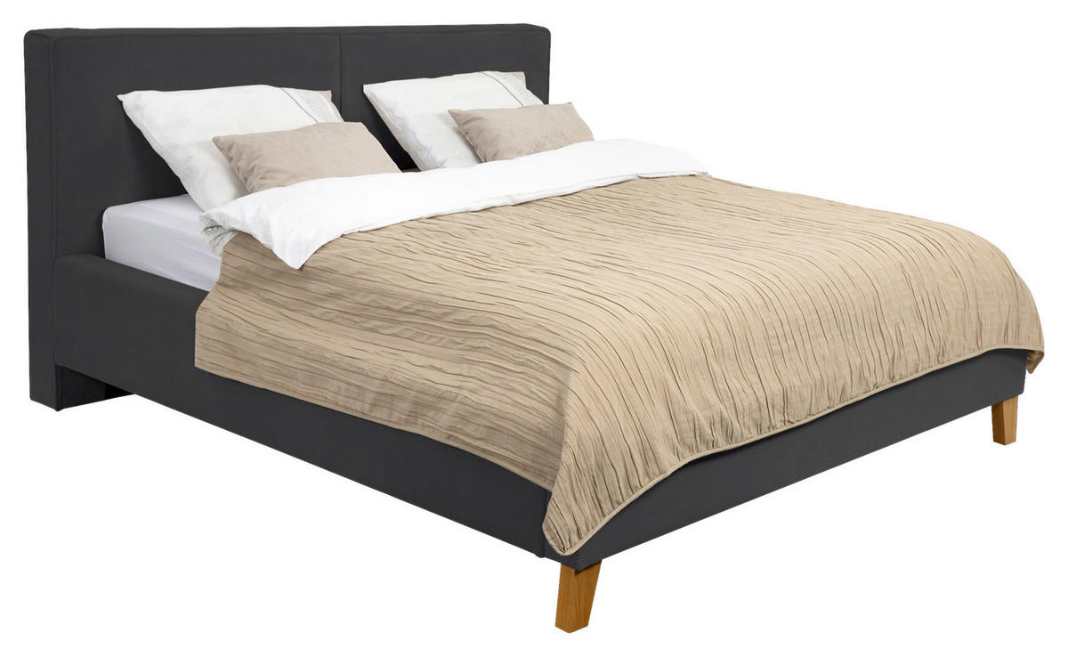 POLSTERBETT Anthrazit 140/200 cm  - Eichefarben/Anthrazit, MODERN, Holz/Textil (140/200cm) - MID.YOU