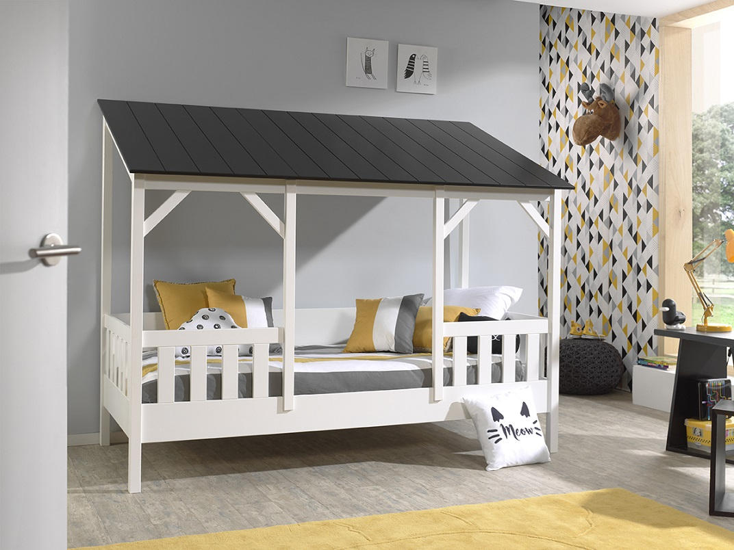 HAUSBETT 90/200 cm  in Schwarz, Weiß  - Schwarz/Weiß, MODERN (90/200cm) - MID.YOU