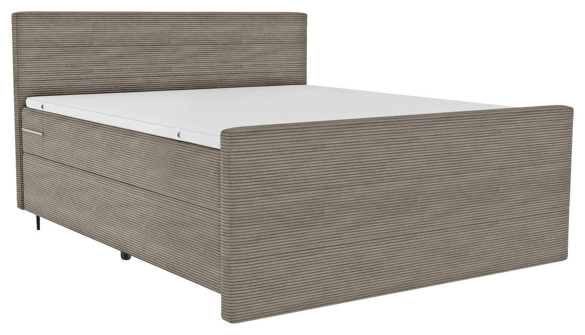 BOXSPRINGBETT 180/200 cm  in Graubraun  - Graubraun/Schwarz, Konventionell, Textil/Metall (180/200cm) - Carryhome