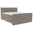 BOXSPRINGBETT 180/200 cm  in Graubraun  - Graubraun/Schwarz, KONVENTIONELL, Textil/Metall (180/200cm) - Carryhome