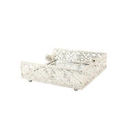 SZALVÉTATARTÓ   19/19/7 cm  - ezüstszínű, Konventionell, üveg/fém (19/19/7cm) - Ambia Home