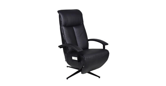 RELAXSESSEL in Metall, Textil, Leder Schwarz, Alufarben - Schwarz/Alufarben, Design, Leder/Textil (68/114/86cm) - Cantus