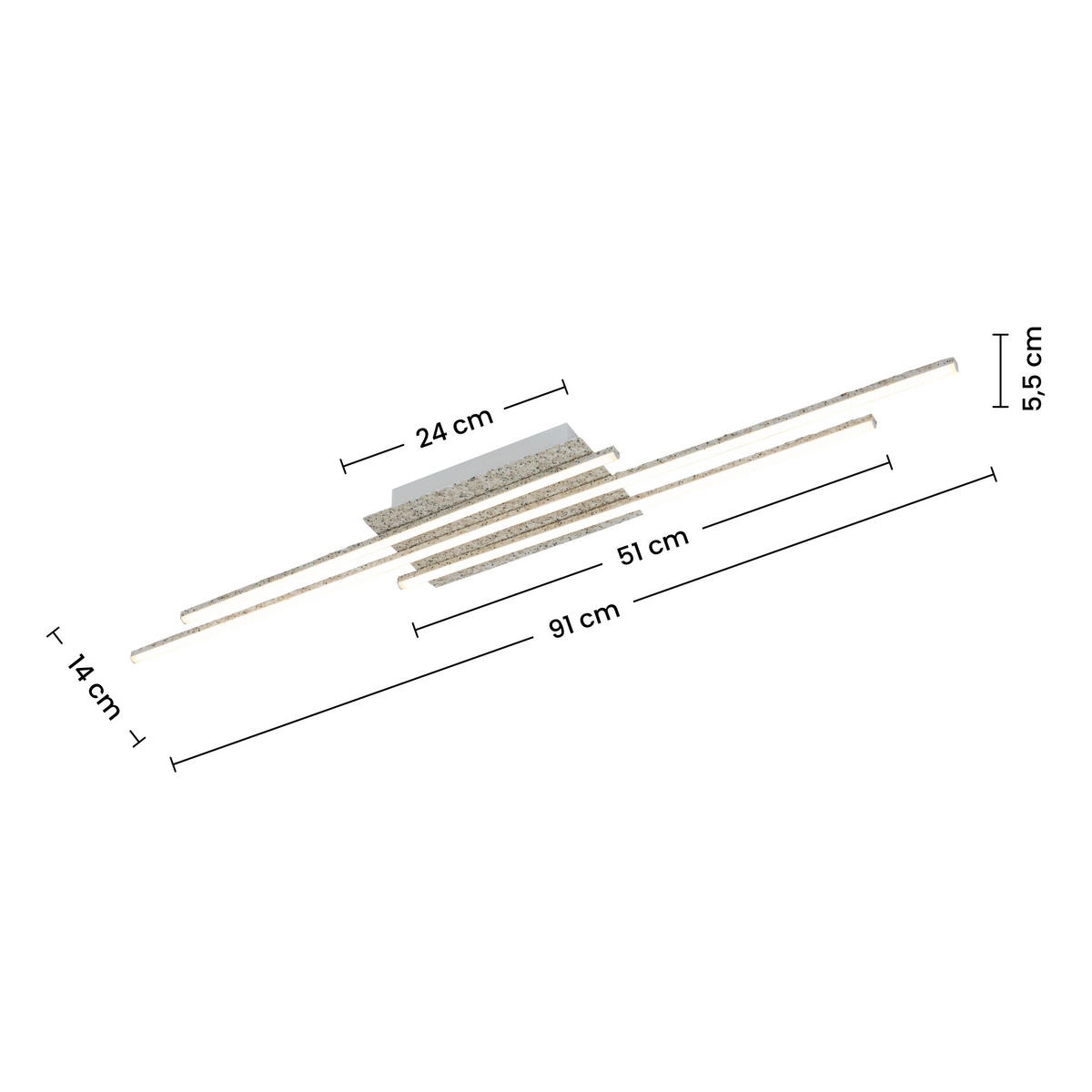 DECKENLEUCHTE 90/14/5,5 cm  - Weiß, Trend, Kunststoff/Metall (90/14/5,5cm) - Collett's Monde