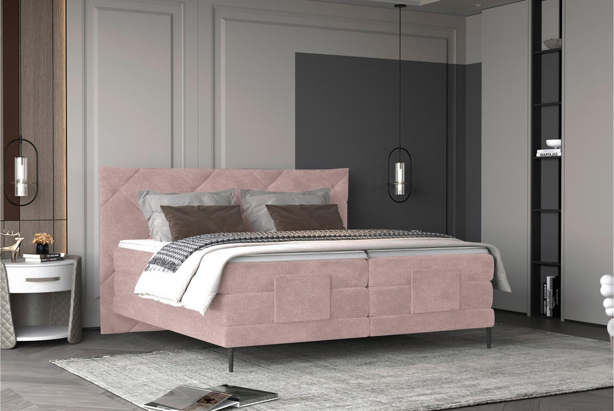 BOXSPRINGBETT 140/200 cm  in Altrosa  - Schwarz/Altrosa, KONVENTIONELL, Textil/Metall (140/200cm) - Esposa