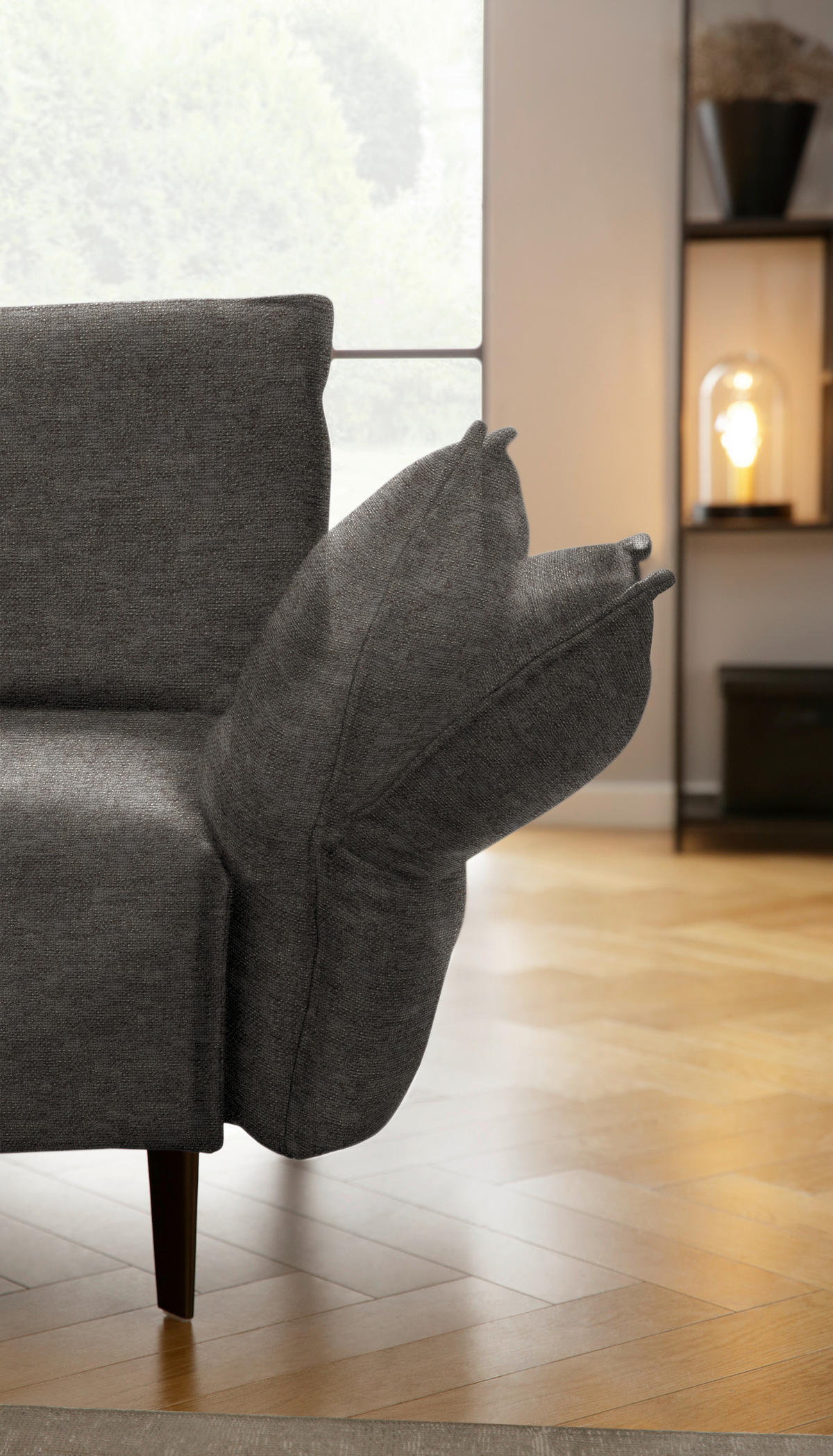 ECKSOFA  in Chenille, Flachgewebe Dunkelbraun  272/340 cm  - Dunkelbraun/Schwarz, MODERN, Textil/Metall (272/340cm) - W.Schillig