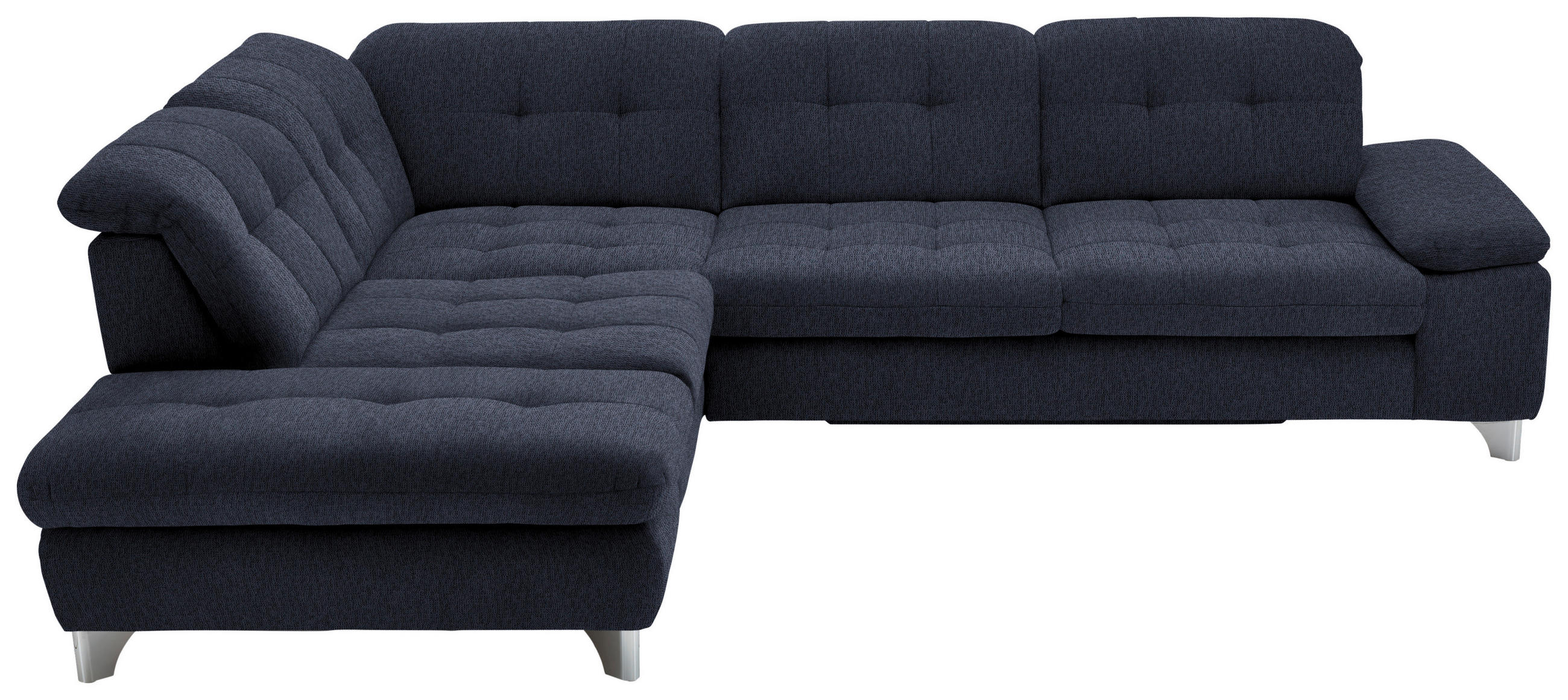 ECKSOFA in Chenille Dunkelblau  - Chromfarben/Dunkelblau, Design, Textil/Metall (260/310cm) - Beldomo Speed