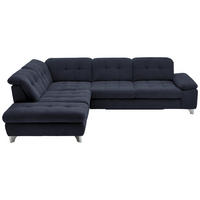 ECKSOFA in Chenille Dunkelblau  - Chromfarben/Dunkelblau, Design, Textil/Metall (260/310cm) - Beldomo Speed